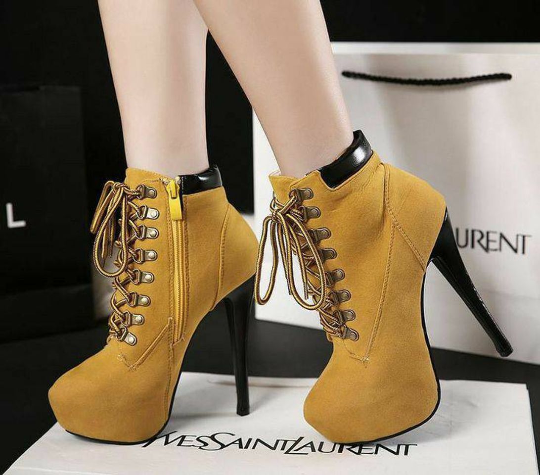 Fashion Bota amarelo mostarda