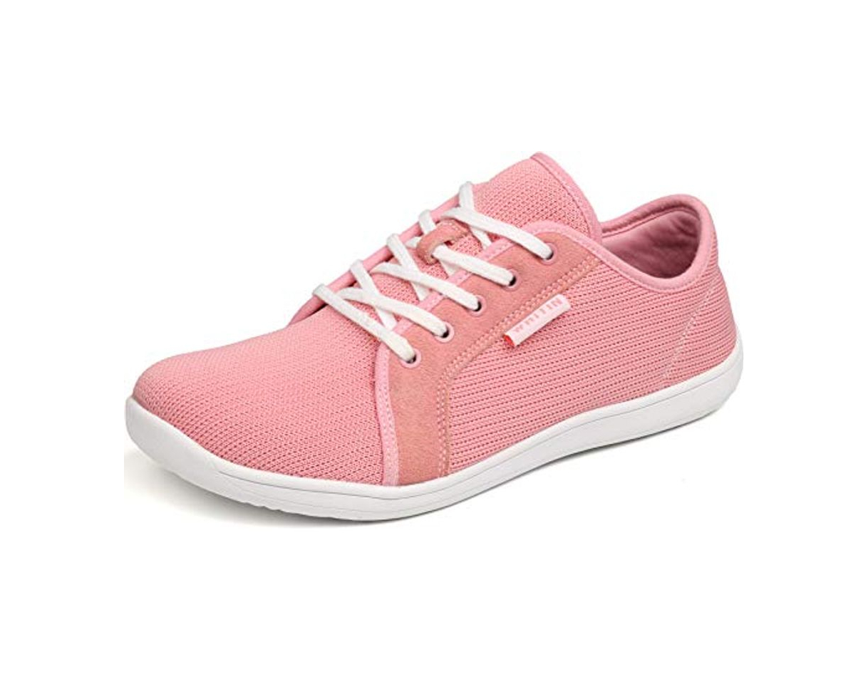 Moda WHITIN Zapatillas Minimalista de Barefoot Trail Running Deportes Deportivas para Hombre Mujer Tejer Zapato Descalzo Correr Sneakers Fitness Gimnasio Calzado Asfalto Tenis Rosado 40