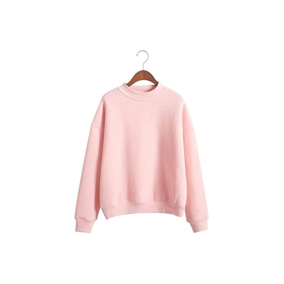 Fashion Sudadera de Mujer Harajuku Pink Hoodies Moda O Cuello Jersey Flojo Streetwear Casual Mujer Sudadera con Capucha Suelta sólida Tops Moletom XXL Rosa