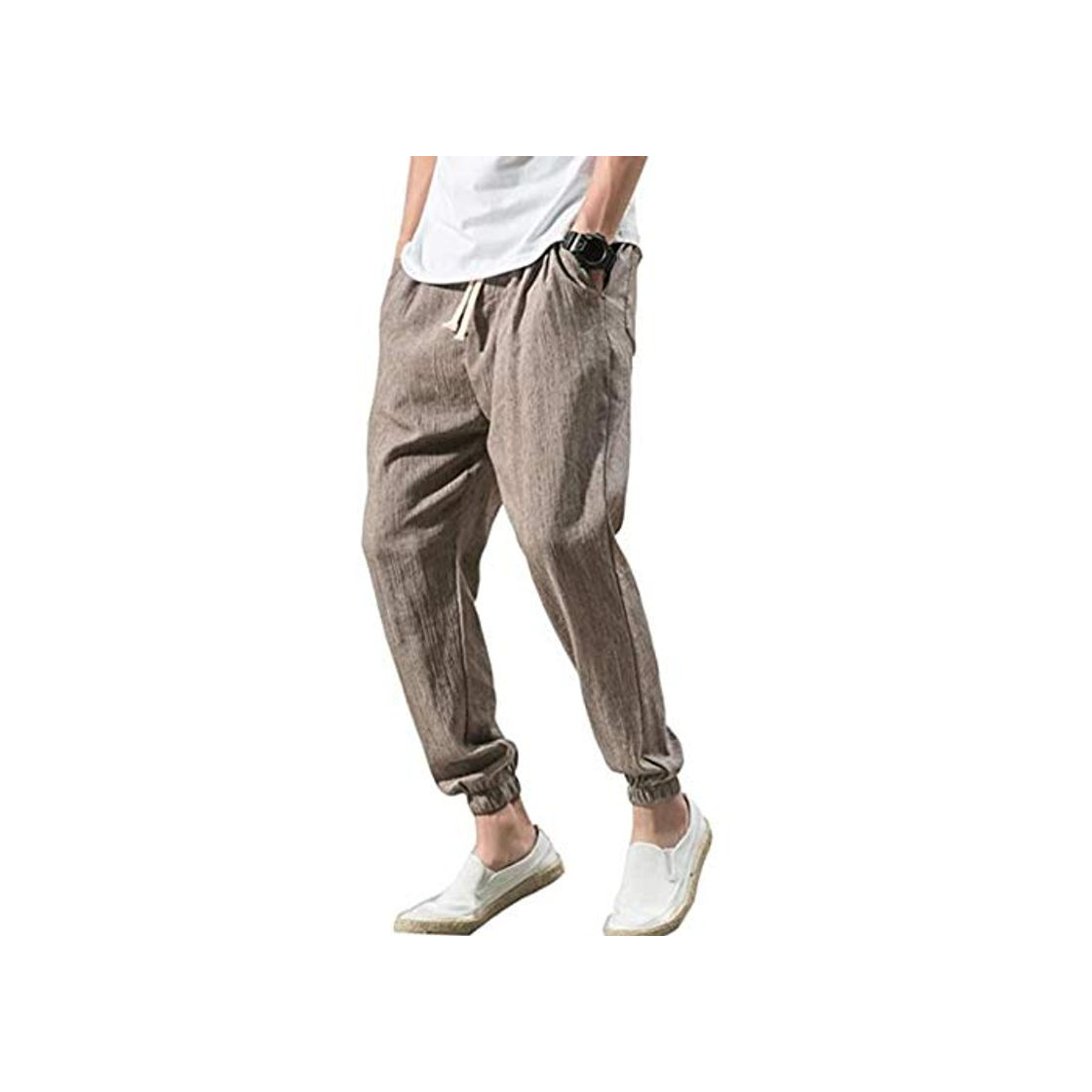 Moda Pantalones Jeans Vaqueros Pantalón Algodón Hombre Calcas Dos Homens Com Cordao Pantalón Suelto Hombre Solids XL Gris