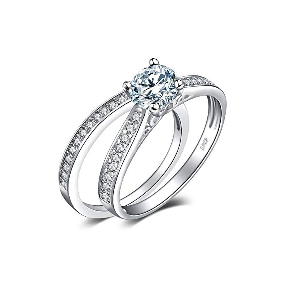 Social JewelryPalace Anillos Mujer Plata Diamante Simulado