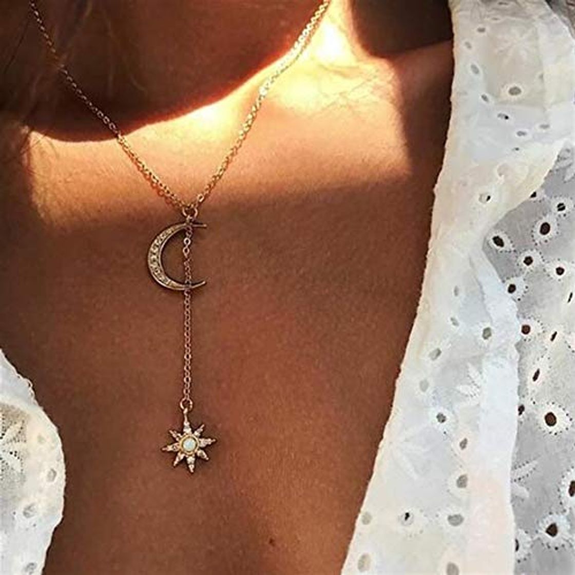 Fashion GSZPXF Collar de Boho del Color Oro de la Estrella Colgante for Collares de Cadena de la Muchacha for Las Mujeres Kolye Bijoux Collares Mujer Gargantilha Collier Femme