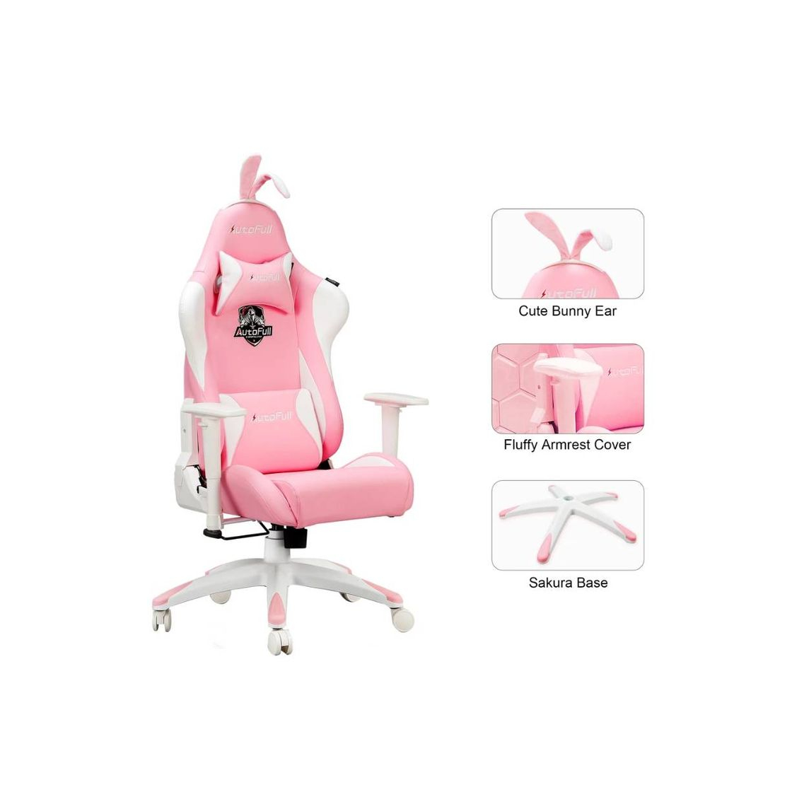 Product AutoFull Pink Gaming Chair With Bunny