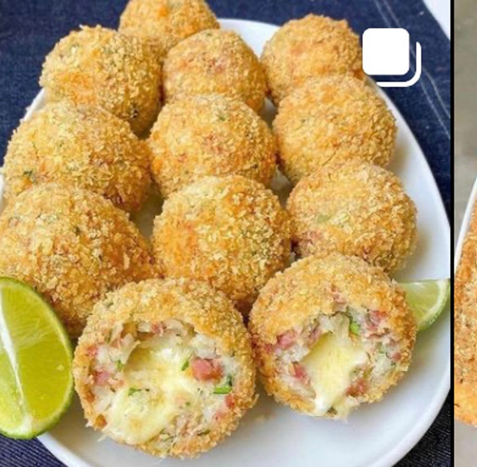 Fashion Bolinhos de arroz com calabresa e queijo 