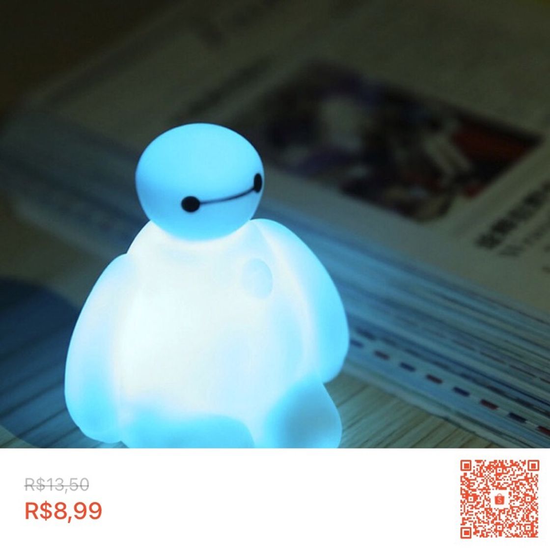Social Lâmpada de luz noturna do Baymax com LED colorido 