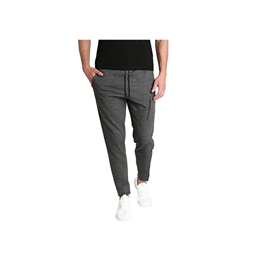 Fashion LOUNGEHERO Pantalones de Chándal de Forro Polar para Hombre Pantalones de Chándal de Algodón Suave Puños Acanalados con Bolsillos Laterales y Cintura Ajustable Small Gris