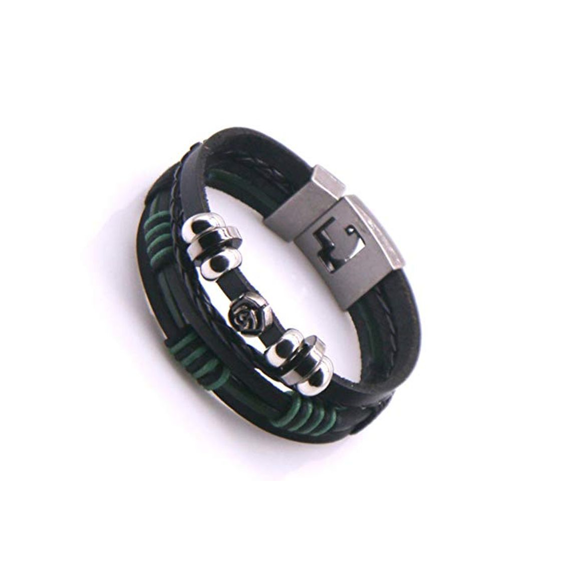 Social mengnuo Lucky Vintage Pulsera de Cuero para Hombre Charm Multicapa Trenzada Mujer Pulseira