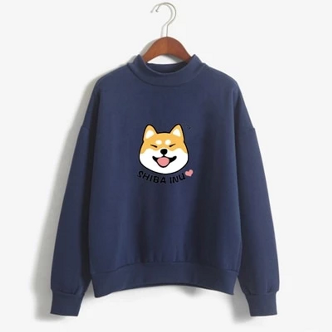 Social Sudaderas Mujer Women Harajuku Hoodies Cartoon Dog Shiba Inu Anime Printed Sweatshirt Sudadera Mujer Moletom Feminino Kawaii Pullover Top Blue L