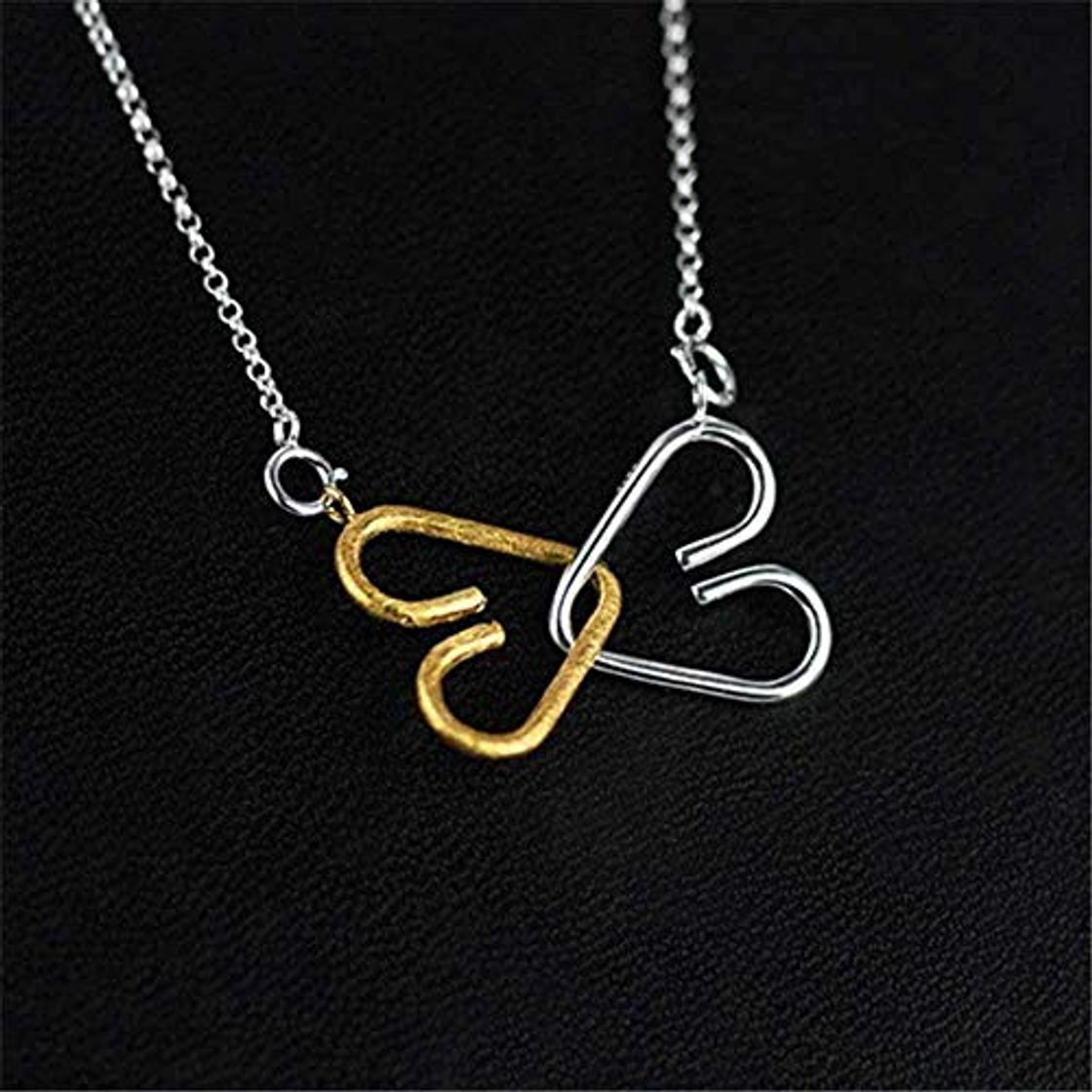 Social Yiffshunl Collar Real Joyería Fina Collar de Corazón a Corazón con Colgante Acessorios para Mujer Collier