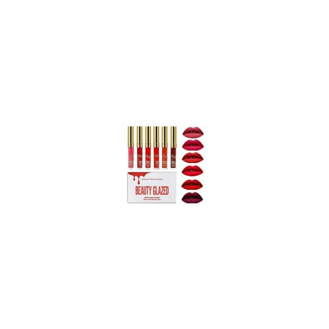 Social Beauty Glazed Lápiz labial líquido mate Set 6 colores Niebla Lápices labiales