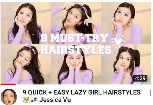 9 QUICK + EASY LAZY GIRL HAIRSTYLES Jessica Vu - YouTube