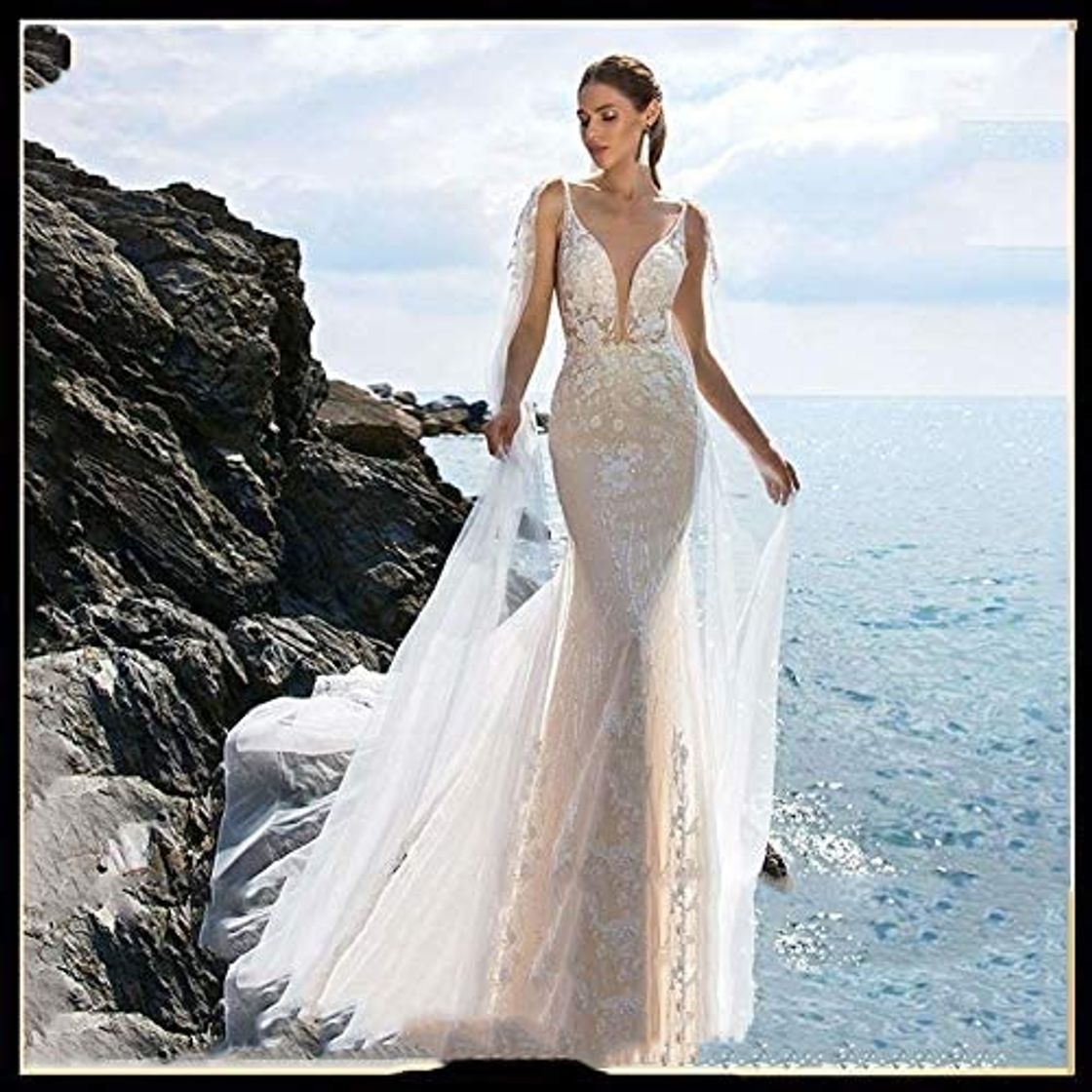 Moda QING XIN-1225 Wedding Dress,Prom Dresses Rebordeó la Novia de la Boda Floral