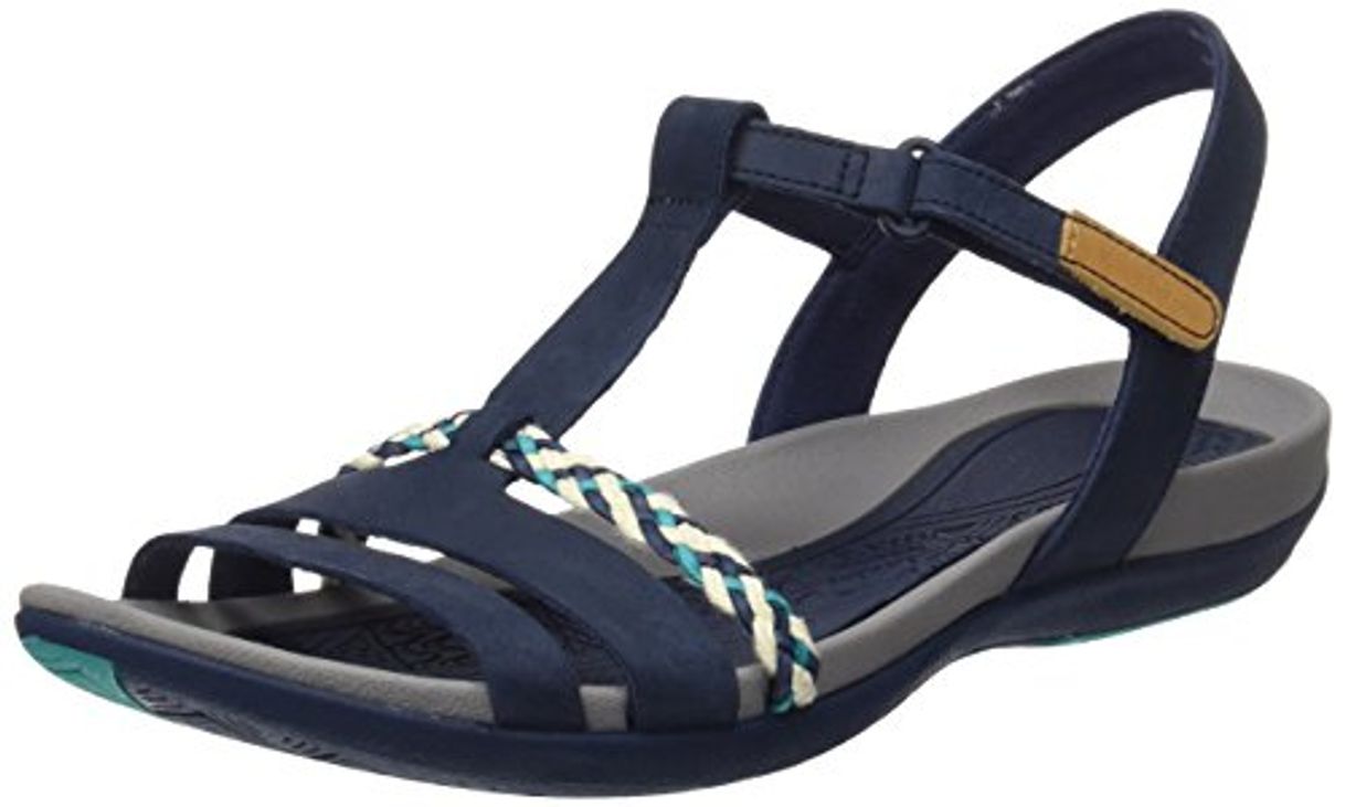 Moda Clarks Tealite Grace, Sandalias con Tira Vertical para Mujer, Azul