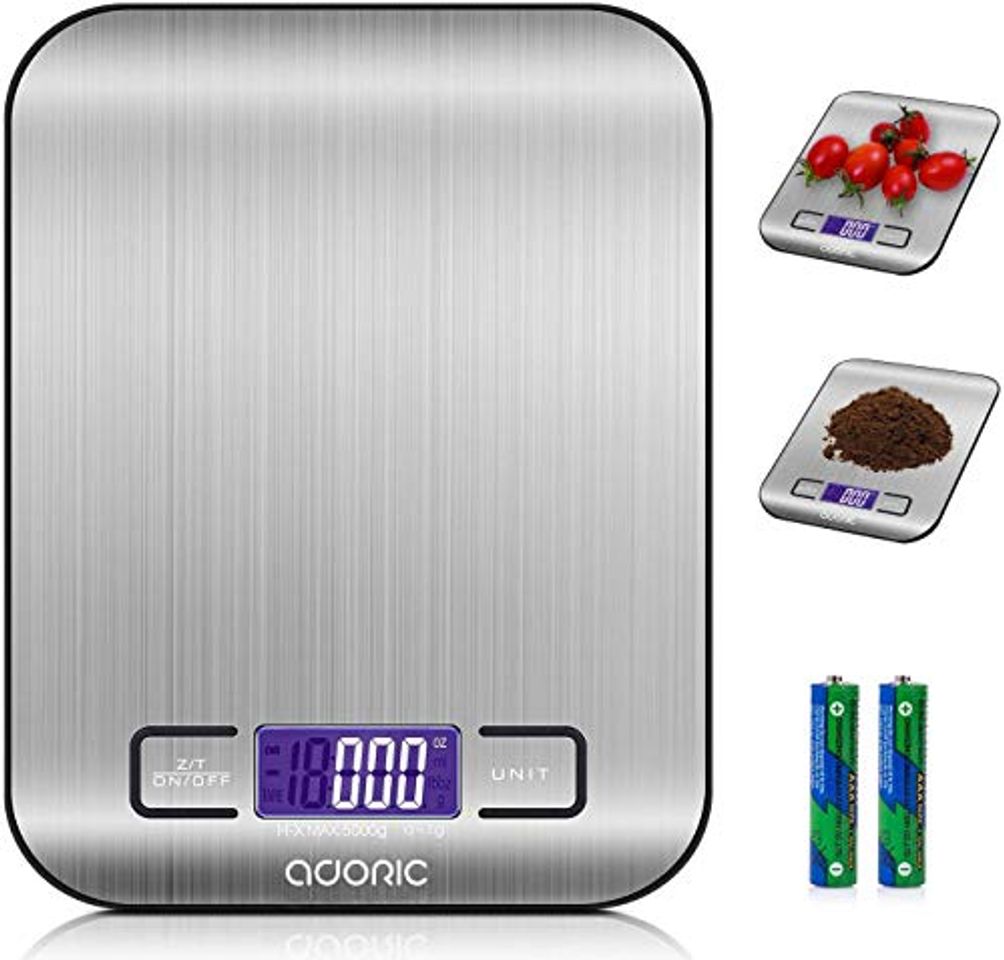 Product ADORIC Báscula Digital para Cocina de Acero Inoxidable, 5kg / 11 lbs,