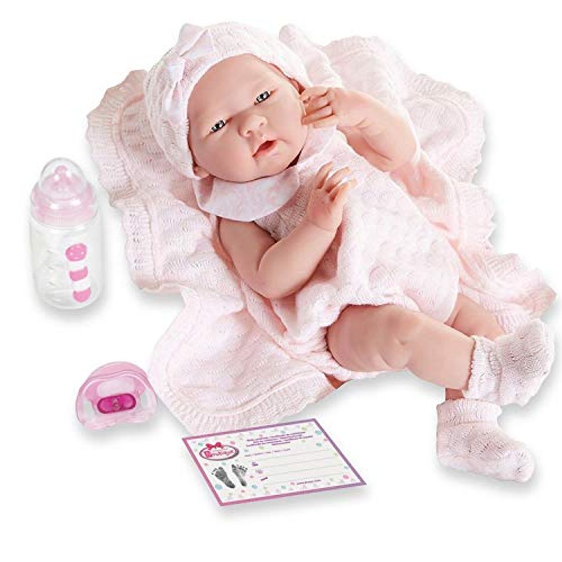 Product Berenguer Realistic Little Girl Doll - Traje de punto rosa con manta