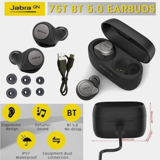 Fone De Ouvido Jabra 75T Elite - Wireless Bluetooth 5.0