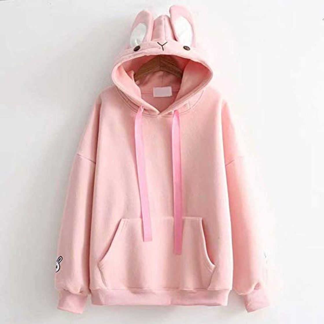 Moda Generic Brands Women Kawaii Rabbit Ear Hooded Sweatshirt Korean Sweet Warm Autumn Winter Female Loose Hoodie Sweet Clothes