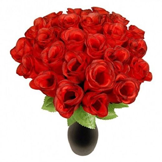 S/O Pack de 72 rosas rojas artificiales de seda