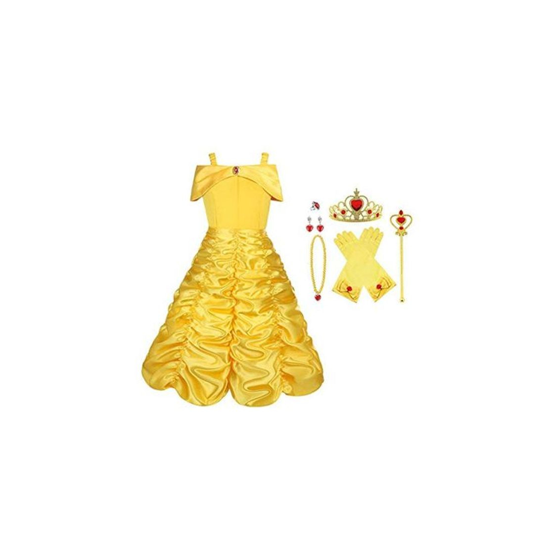 Moda Vicloon Disfraz de Princesa Belle Vestido y Accesorios para Niñas