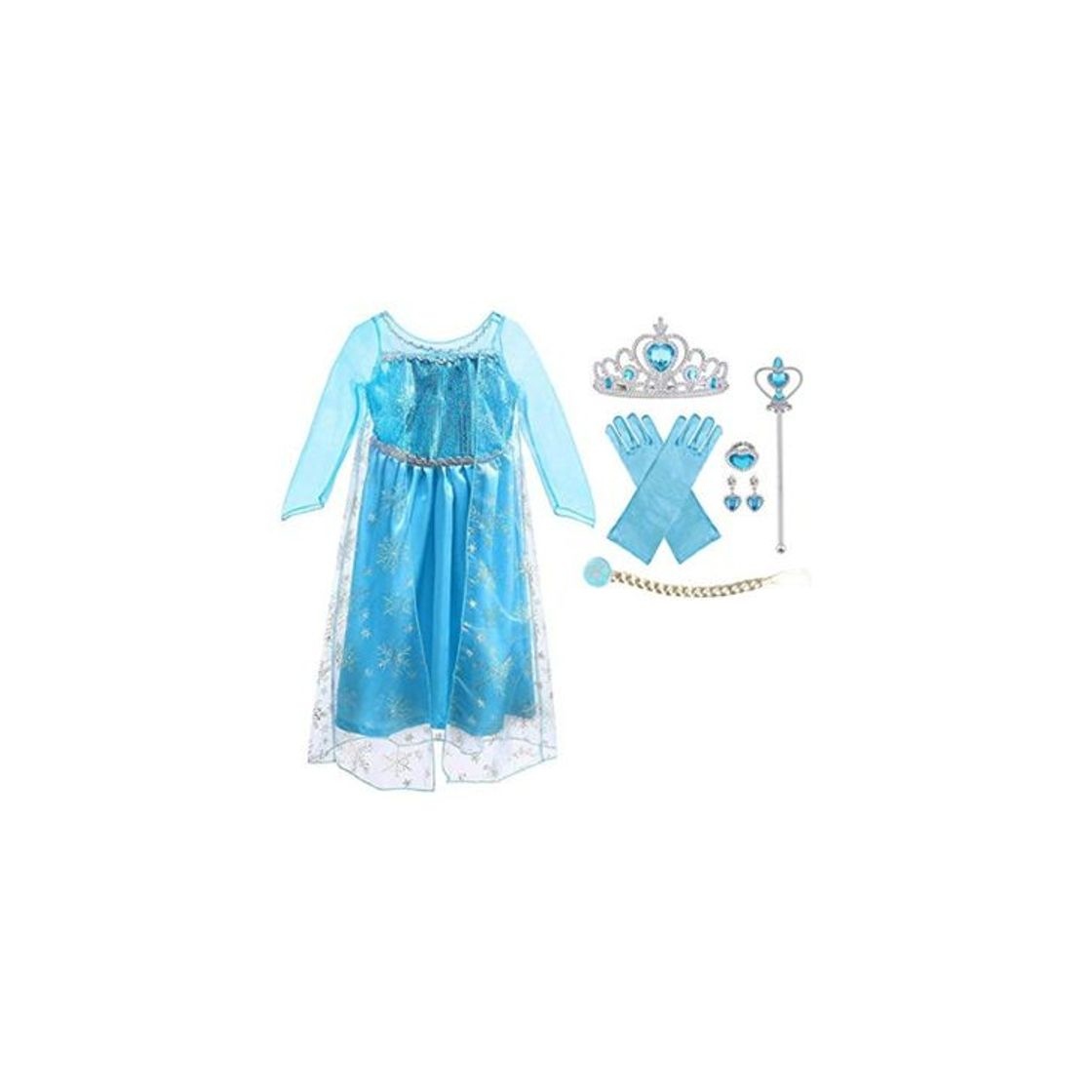 Fashion URAQT Vestido de Princesa Elsa, Reina Frozen Disfraz Elsa Vestido Infantil Niñas