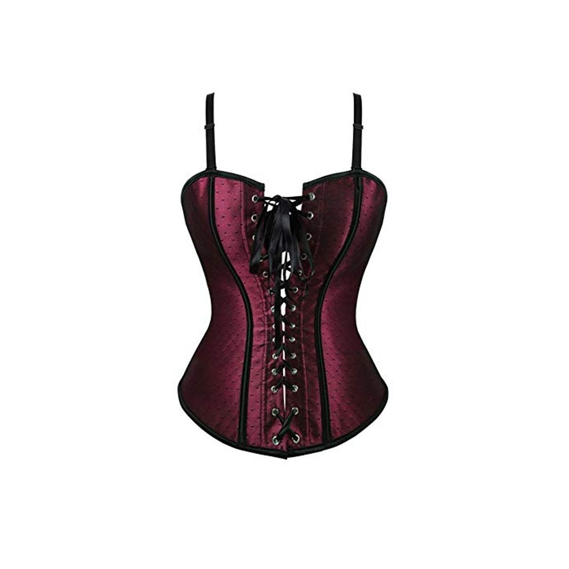 Fashion KX-YF Corsés Color del Vino Suave Satén Vintage Lady Body de Encaje