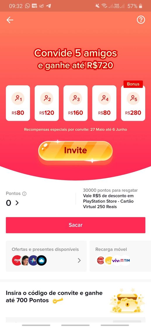 App Ganhar até 720 reais com o tiktok 