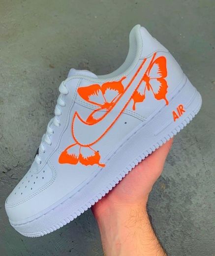 Neon Orange butterfly air force 1 