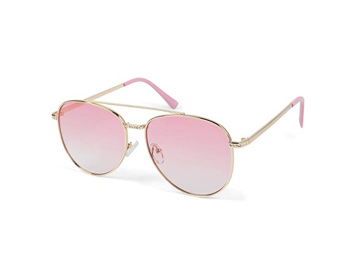 Moda styleBREAKER Damas Aviadoras Gafas de sol con aplicación de estrás, lentes de