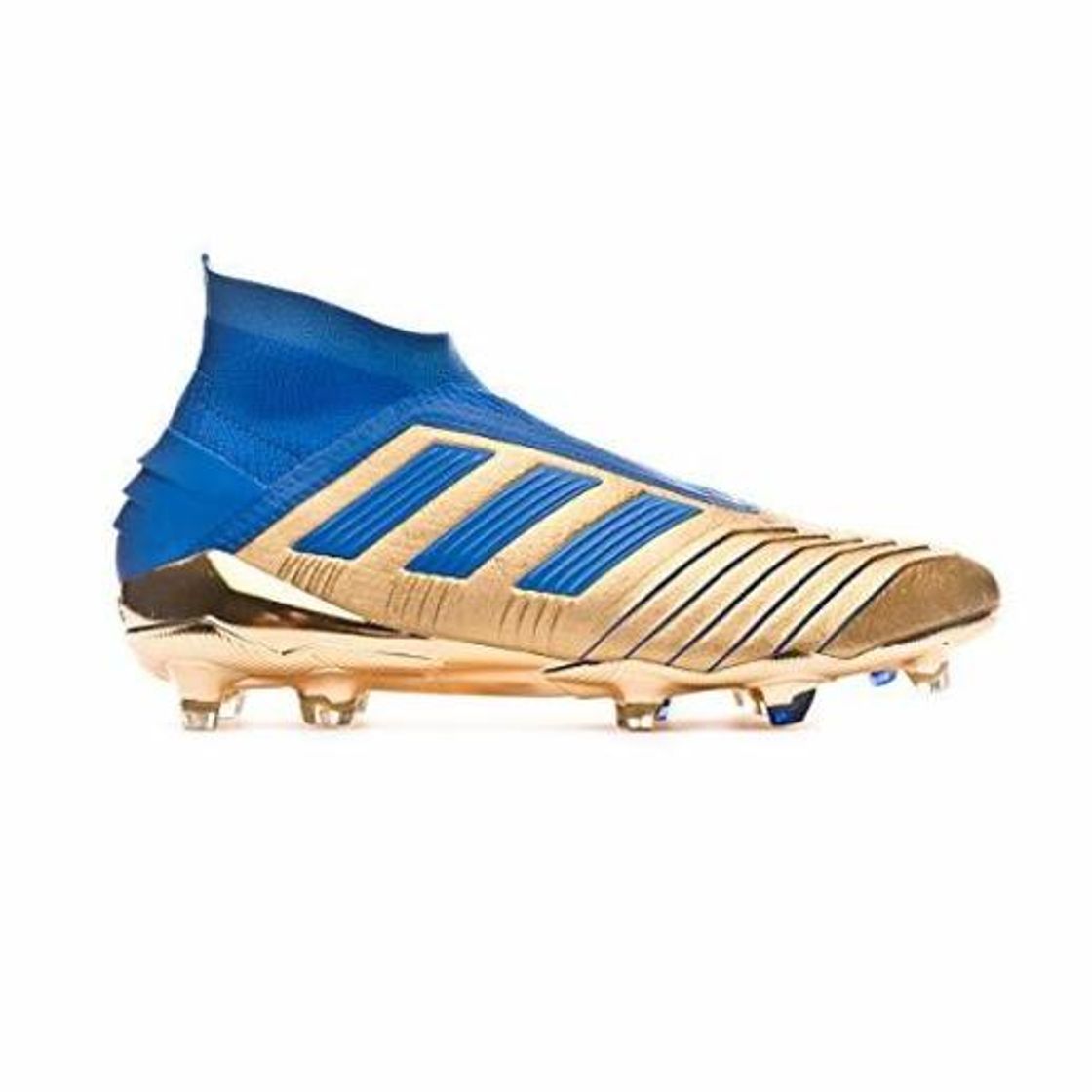 Fashion adidas Predator 19+ FG, Bota de fútbol, Gold Metallic-Football Blue-White, Talla 9