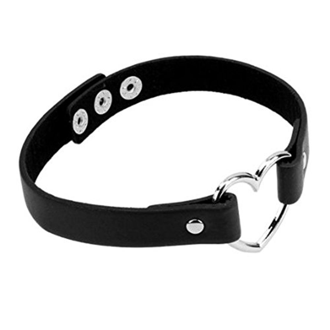 Moda Ruikey Collar Gargantilla Negro PU Corazón Cuero Amor Collar Punk Goth Fans Cadena para Mujer Chica