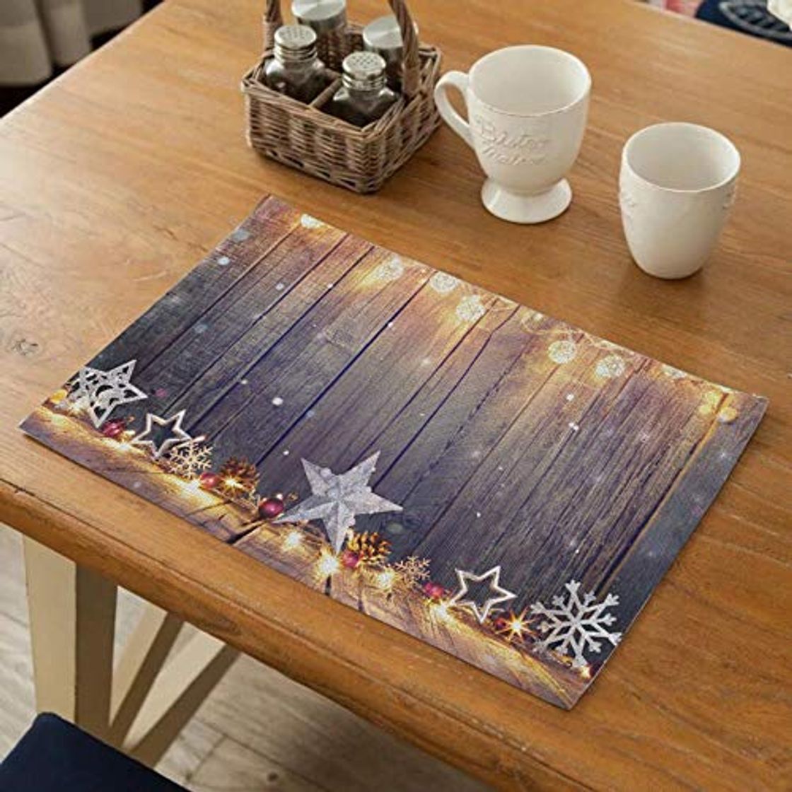 Product YUKIE 6 pcs Estilo de Natal Guardanapo De Mesa De Jantar Placemat Ferramenta De Cozinha Talheres Pad Coaster Café Decorações da Festa de Chá Retangular