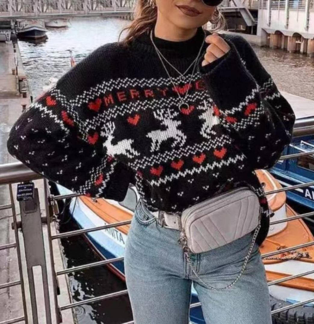 Moda Suéter Navidad Negro