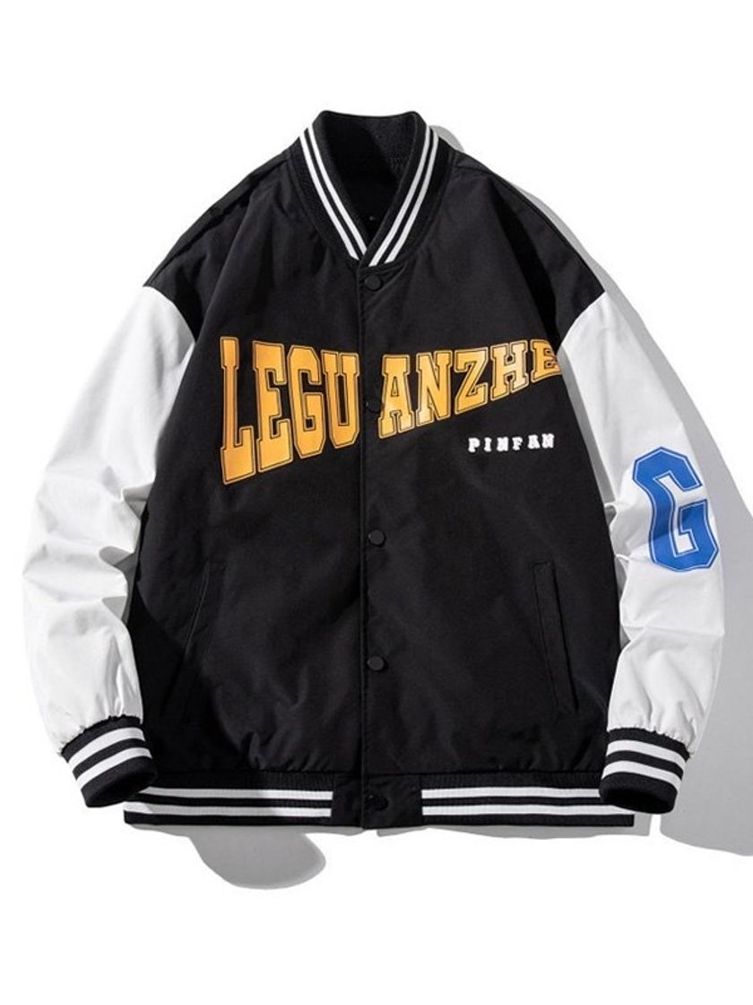 Fashion Men's Letter Print Varsity Jacket