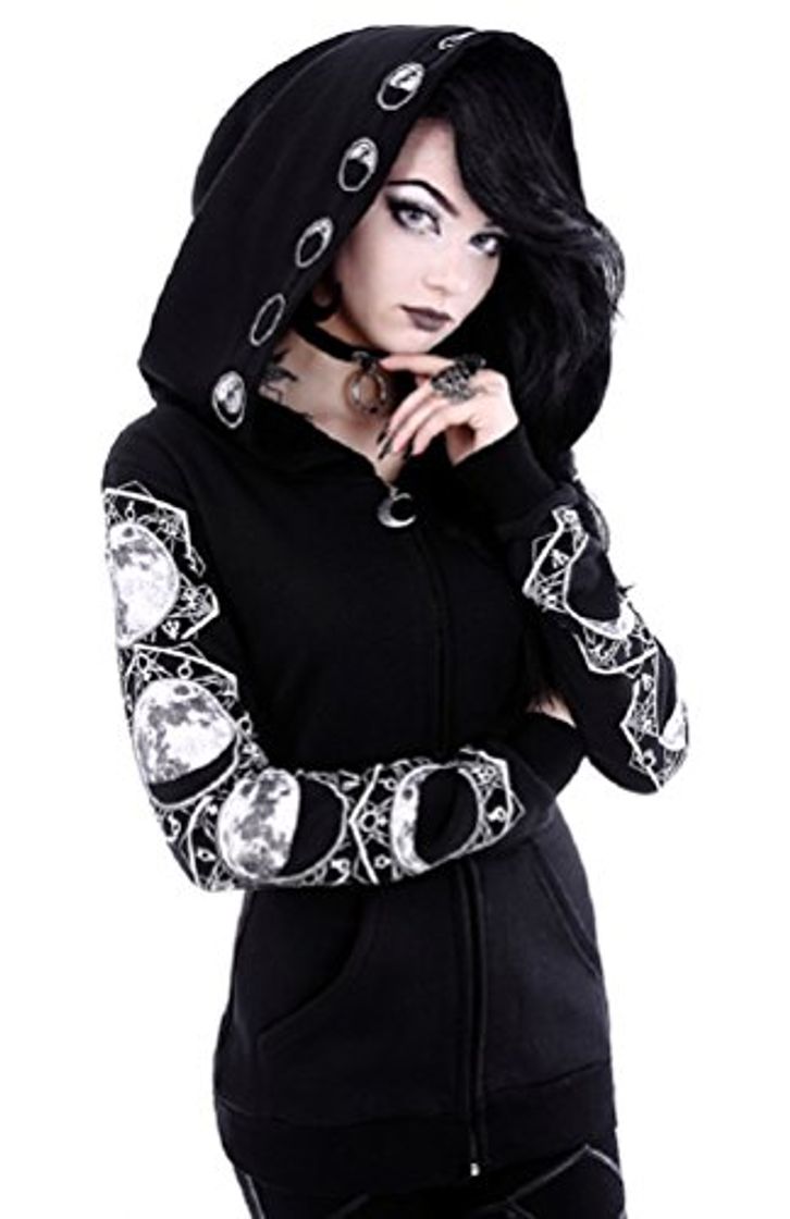 Social Restyle Occult Wicca Moon Phases Nugoth Punk Gothic Jersey Lunar Hoodie Top