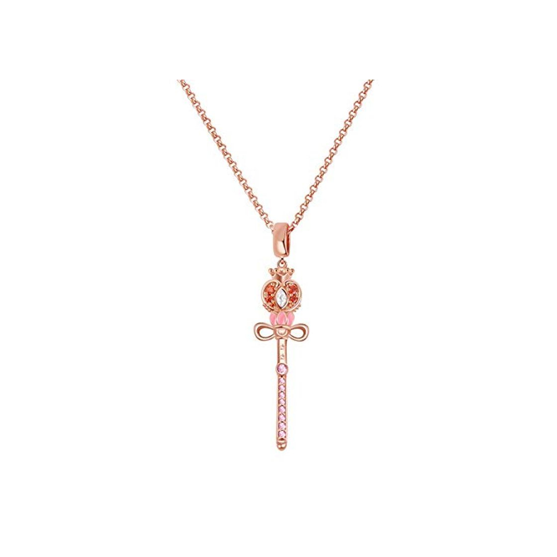 Social Gnoce Sailor Moon Wand Collar con colgante de plata de ley "Triumph over Evil" cadena ajustable de 18 K chapado en oro rosa con circonitas cúbicas regalo para mujer