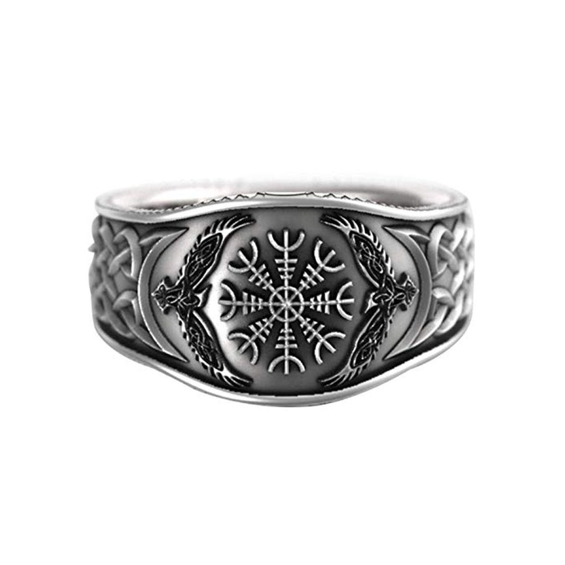Social djryj Rational New Nordic 316L Acero Inoxidable Anillo Mitología Viking Brújula Cuervo