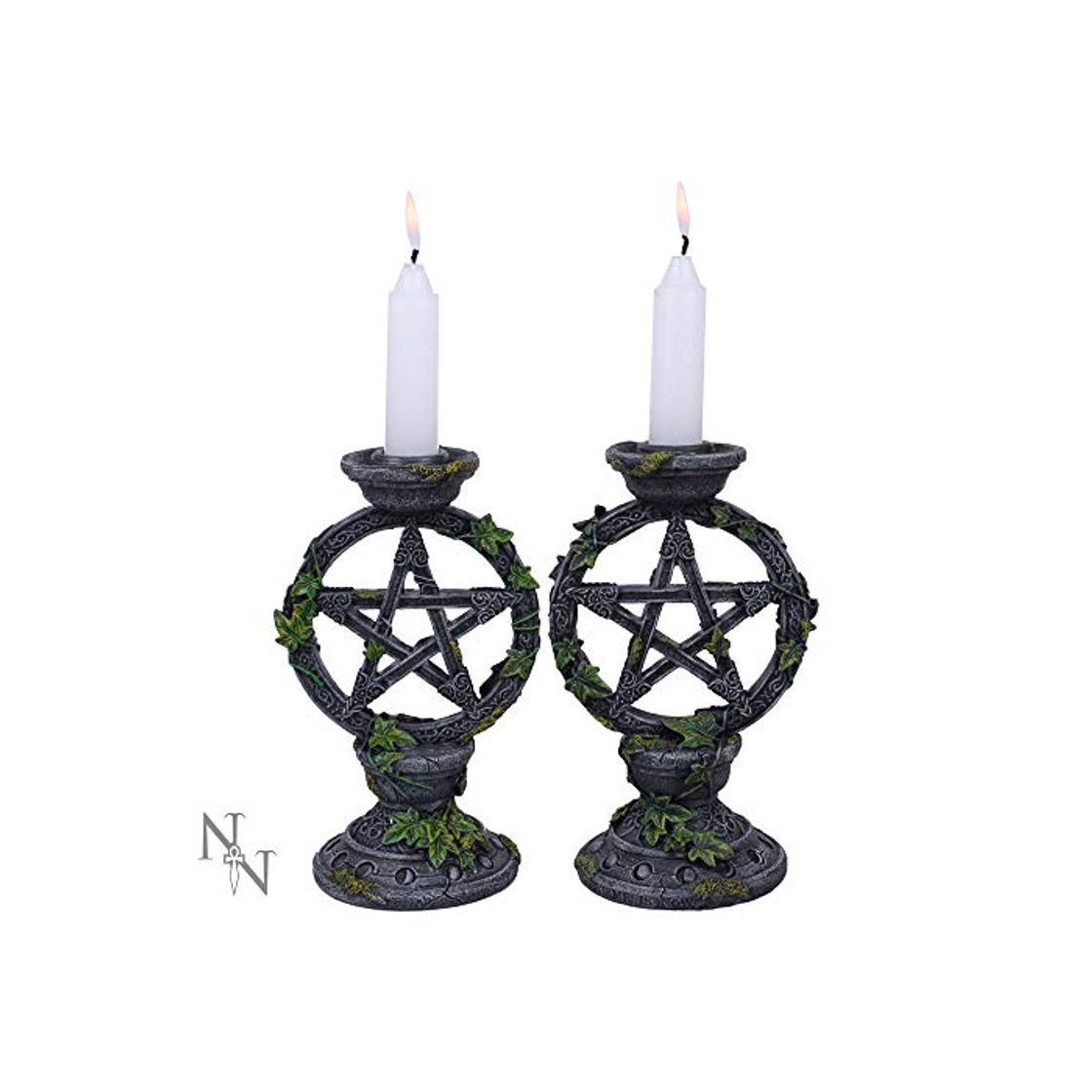 Social Nemesis Now Wiccan Pentagram - Juego de 2 portavelas