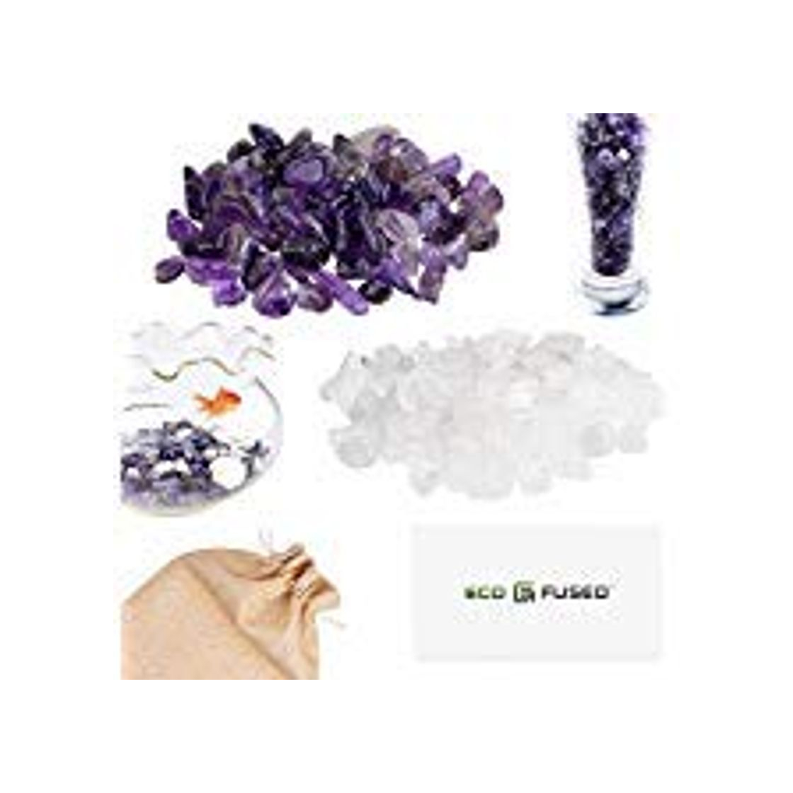 Social Eco-Fused Piedras de Cristal Pulidas Amatista y Cuarzo – Piedras Naturales con