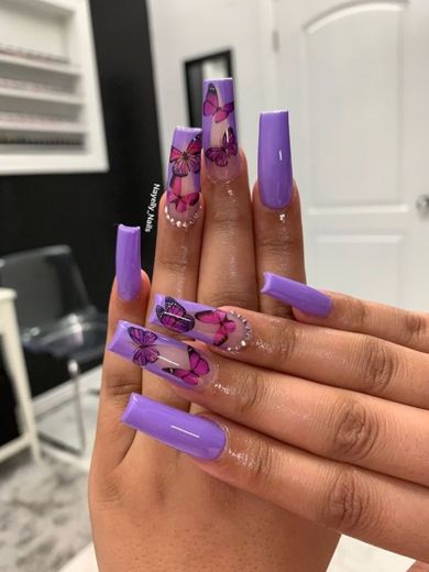 Nails Butterflies Purple 