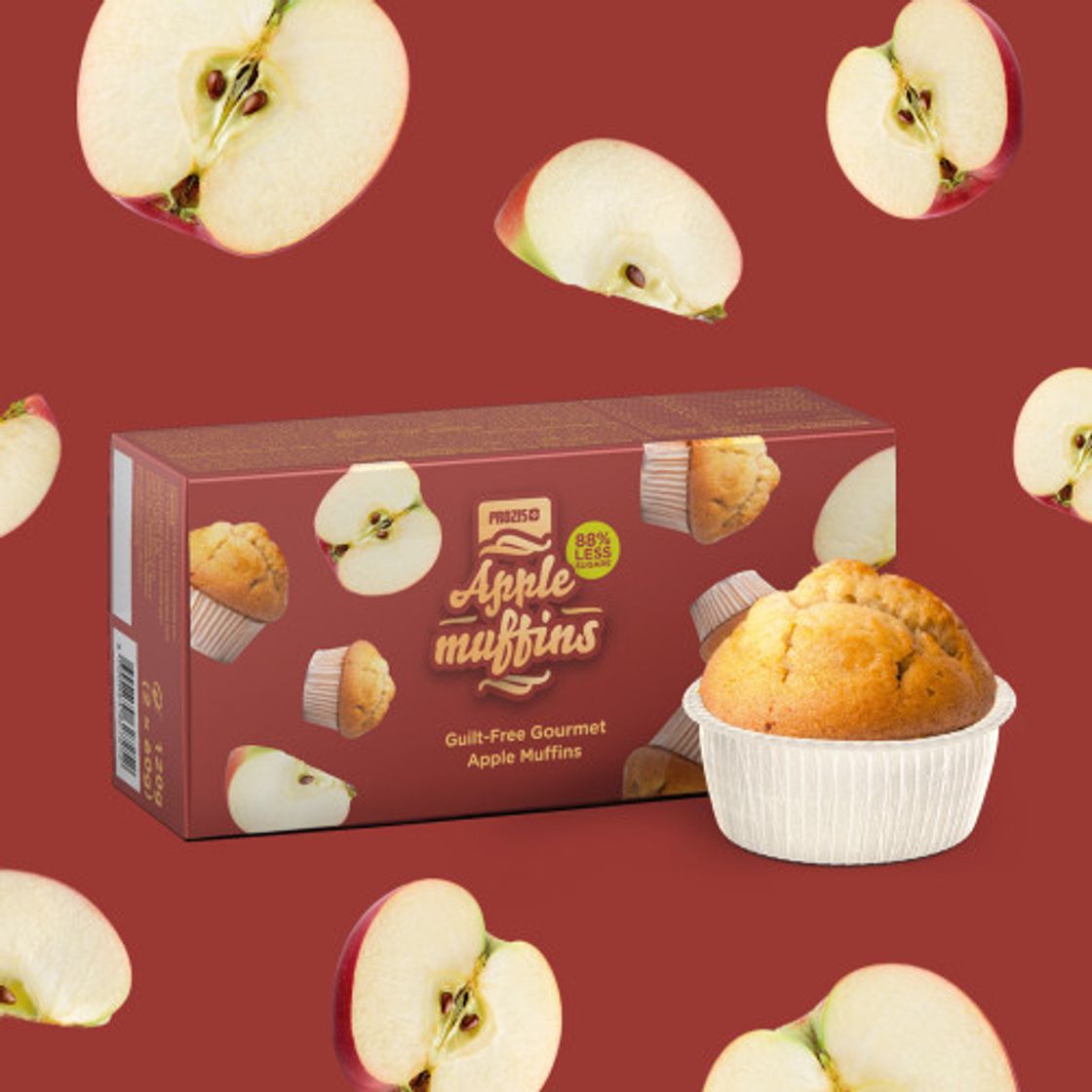 Fitness 6 x Apple Muffins - Muffins com Baixo Teor de Açúcares 60 g - Prozis