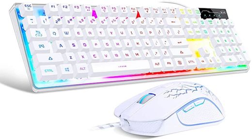 Gaming Keyboard and Mouse Combo, K1 LED Rainbow Backlit Keyb