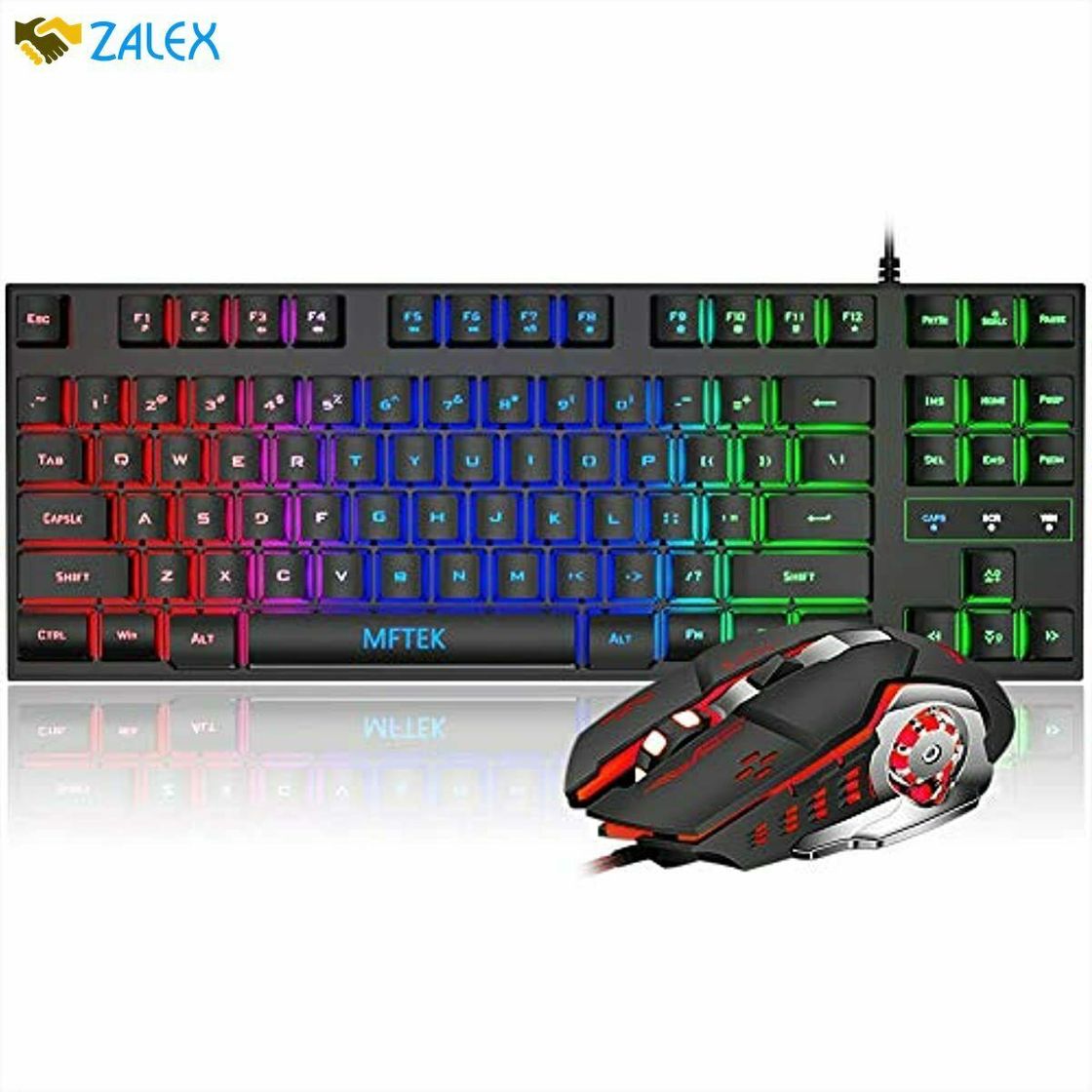 Moda MFTEK RGB Rainbow Gaming Keyboard and Mouse Combo, Compact 8