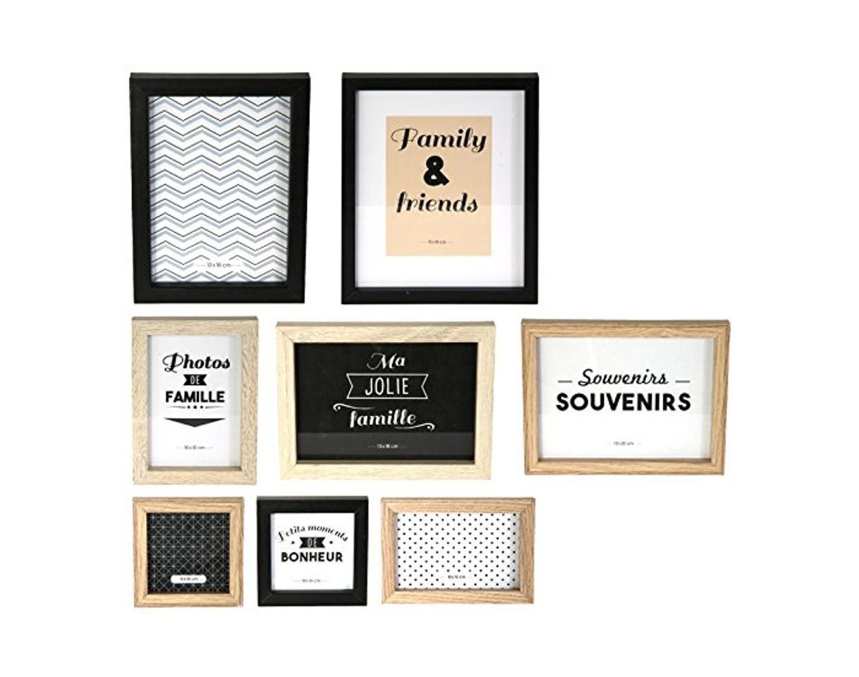Social THE HOME DECO FACTORY - Juego de 8 Marcos de Fotos, Madera