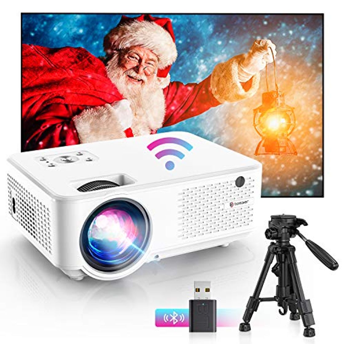 Product Bomaker Proyector WiFi, Proyector Portátil, 7000 Brillo, Soporta 1080p Full HD, Cine