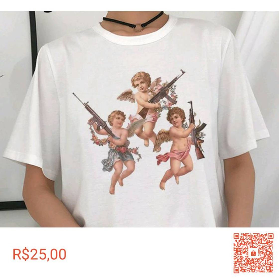 Moda Camiseta Anjos armados  Aesthetic Grunge Tumblr