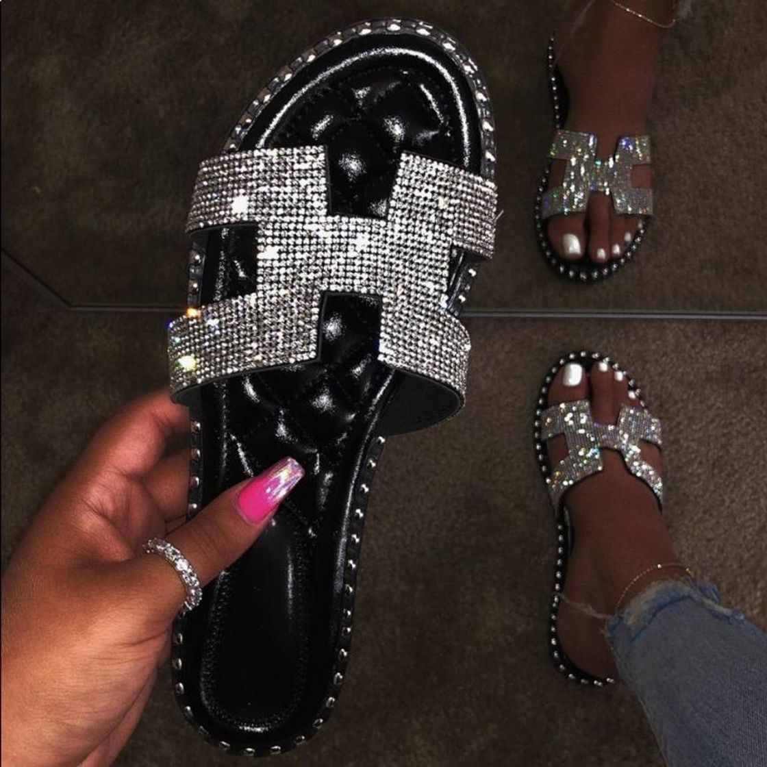 Fashion Silverblack Rhinestone Sandal