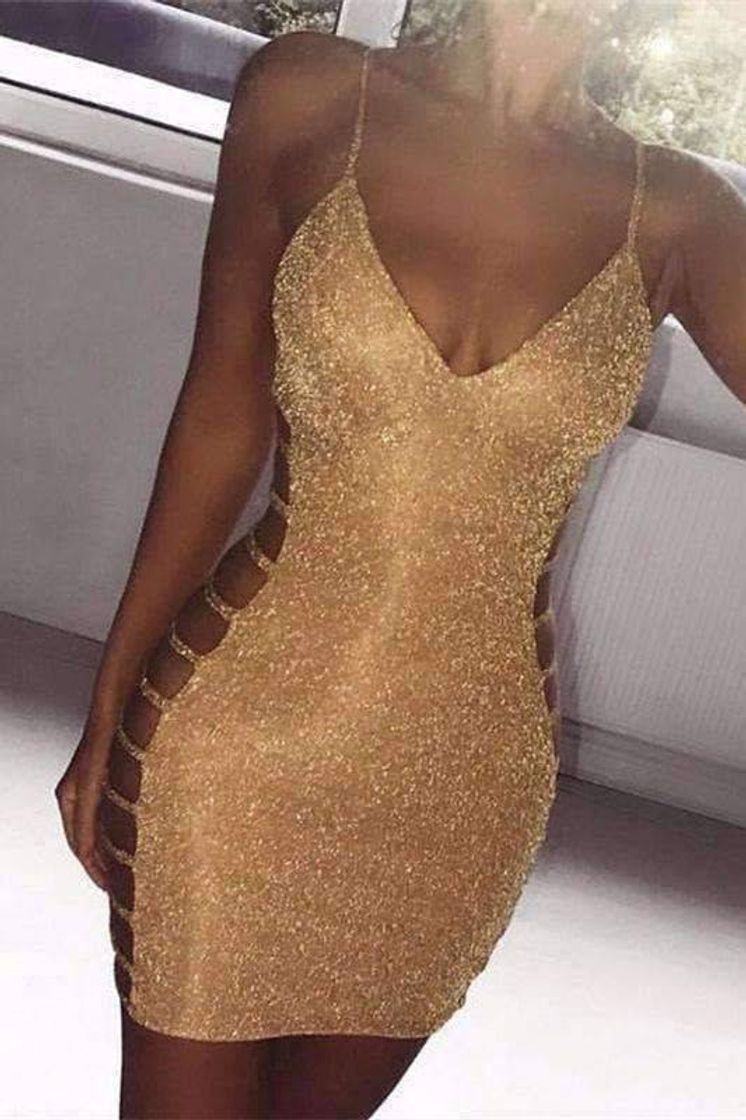 Fashion Vestido dourado chique