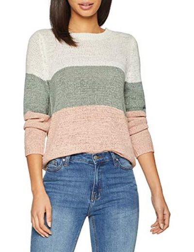 Only Onlgeena L/s Block Pullover Knt Noos suéter, Multicolor