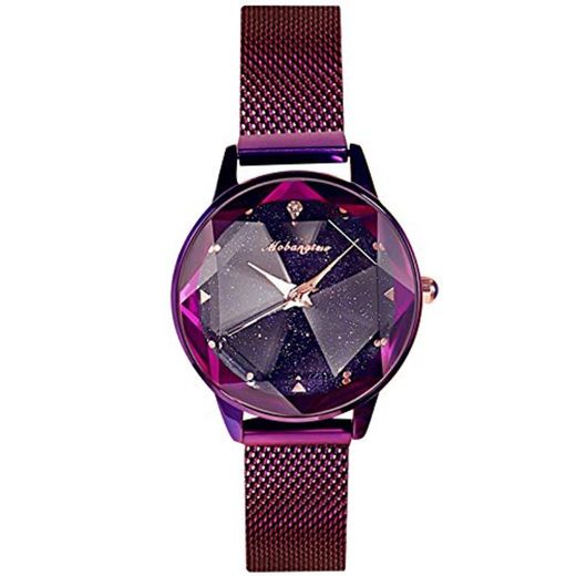 RORIOS Mujer Relojes de Pulsera Brillante Cielo Estrellado Dial Mesh Band Relojes de Mujer Women Watches