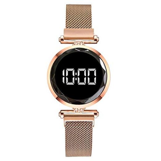 JZDH Relojes para Mujer LED Mujeres Magnéticas Pulsera Relojes Rose Oro Digital Vestido Reloj de Cuarzo Reloj de Pulsera Damas Reloj Relogio Feminino Relojes Decorativos Casuales para Niñas Damas